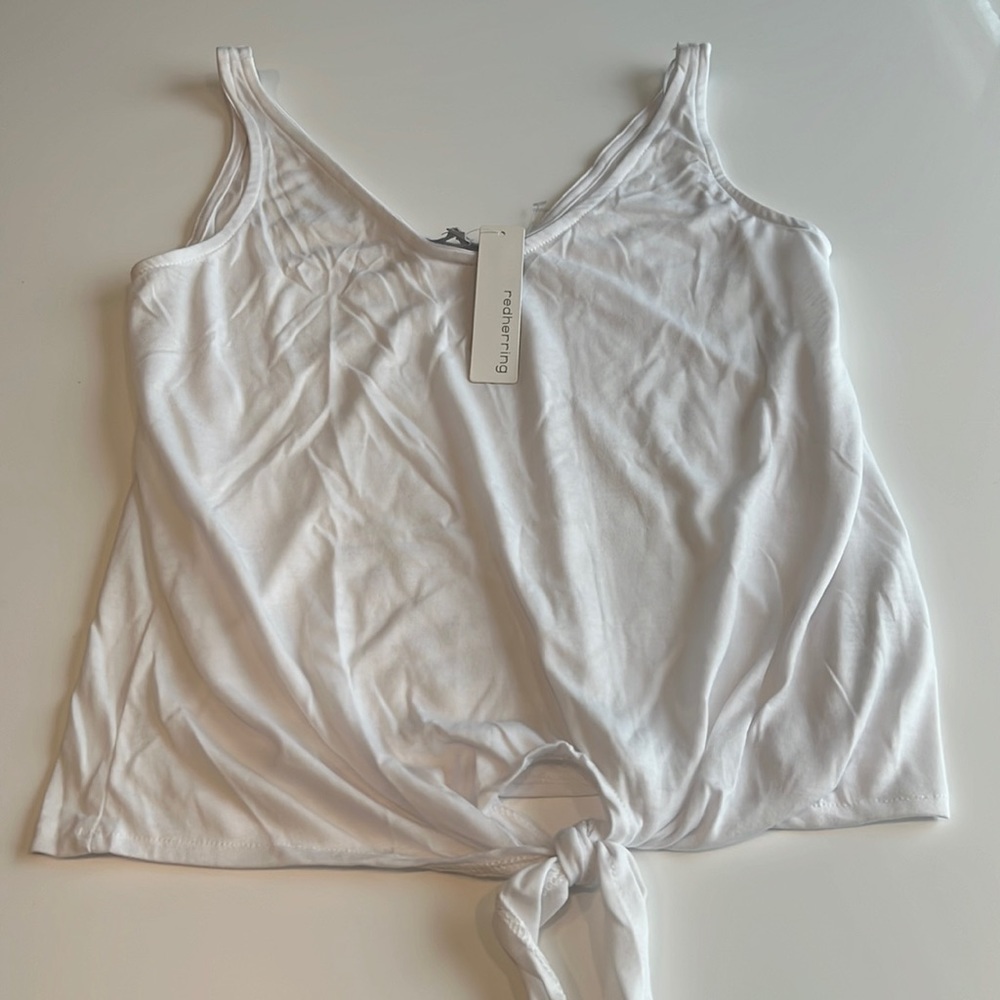 COPY - Red herring white tank with knot detail